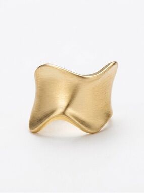 Limited Edition French Design Brushed Wavy Gold Ring | 14K Gold Plated